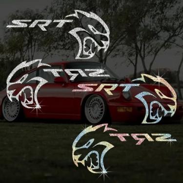 Imagem de Adesivo decalque brilhante SRT Beast autoadesivo PVC brilhante para carros, laptops, motocicletas parede janela bagagem, capa de arranhão porta multisuperfície adesivo decorativo (branco + colorido)