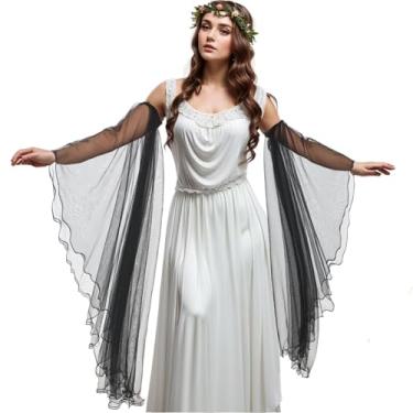 Imagem de UniqKaliber Luvas longas vitorianas de tule, mangas destacáveis, acessórios de vestido de casamento gótico, capas de braço para fantasia de Halloween