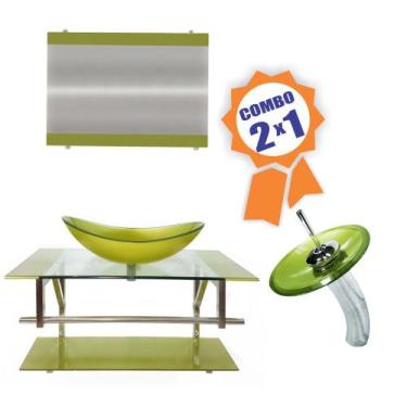 Imagem de Combo 2 em 1 - Gabinete 80cm Dinamarca + Torneira Ibiza - EKASA, Verde