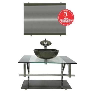 Imagem de Gabinete de Vidro 70cm para Banheiro Bulgária - EKASA, Ouro Envelhecid