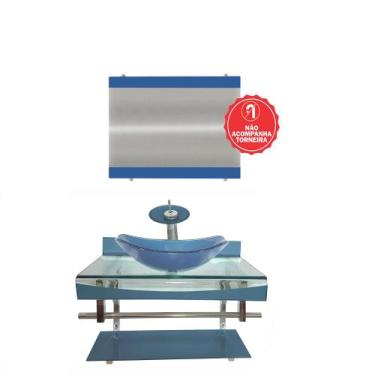 Imagem de Gabinete de Vidro 60cm para Banheiro Cuba Oval - Andorra - EKASA, Azul