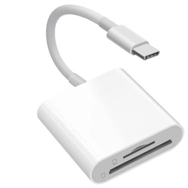 Imagem de [Certificação Apple MFi] Leitor de cartão USB-C para SD, adaptador de cartão SD USB tipo C com compartimentos duplos de memória SD MicroSD para iPhone 15 16 17/iPad/MacBook/Mac, visualizador de câmera