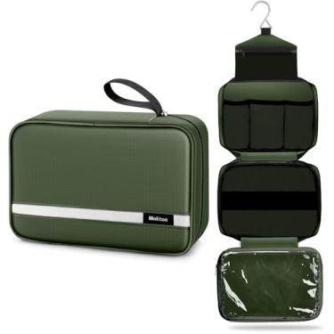 Imagem de Maliton Bolsa de Higiene Pessoal para Homens e Mulheres Bolsa de Higiene Pendurada Organizador de Higiene com 4 Compartimentos Impermeável Banheiro Saco de Chuveiro Grande Bolsa de Viagem, Verde oliva