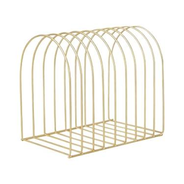 Imagem de KiBcsLic Organizador de arquivos de mesa, material de escritório, porta-revistas multiuso, suporte para pastas de arquivos, suporte para escritório, sala de, Ouro