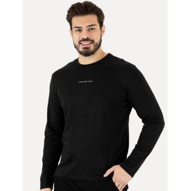 Imagem de Camiseta Calvin Klein Jeans Masculina Manga Longa Institutional Grey L