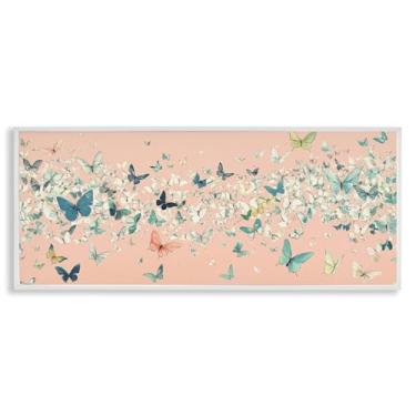 Imagem de Stupell Industries Arte giclée emoldurada cinza sarau borboleta blush, design por Petal Prints Design, 13 x 30