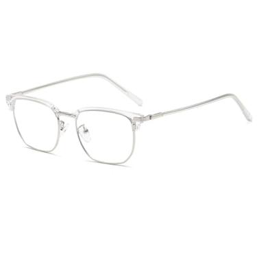 Imagem de Óculos retrô com proteção contra luz azul, estilo casual, meia armação, design clássico masculino,