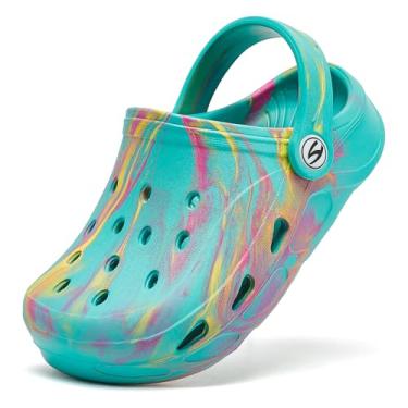 Imagem de HOBIBEAR Tamancos clássicos para meninos e meninas, sapatos de jardim, sandálias fofas de verão (bebês/criança pequena), Azul-petróleo, 17