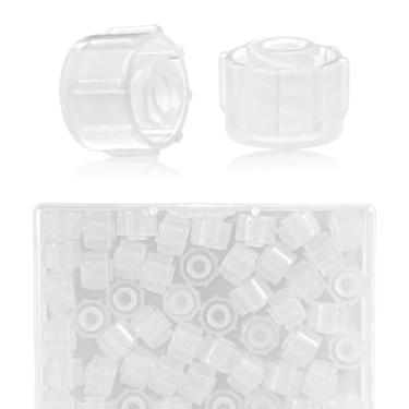 Imagem de 100un Tampas Ponta Seringa, Tampas Agulha para Tubos Alimentação Suprimentos Laboratório Distribuição Cola Aplicações Industriais Compatíveis com Luer Lock/Slip Especificações (Transparentes)