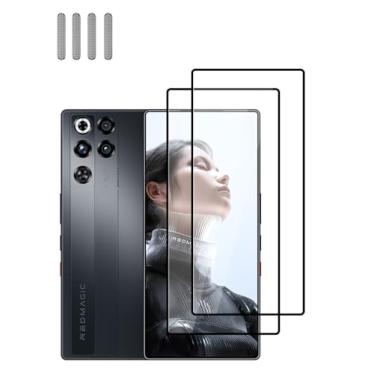 Imagem de Oshmirian 2 peças protetoras de tela para RedMagic 11 Pro/Pro+, protetor de lente de câmera, conjunto de plugues de poeira – filme de vidro temperado 9H, antiarranhões, anti-impressões digitais, sem