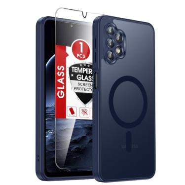 Imagem de LeYi Capa para celular Galaxy A32-5G: Capa compatível com Samsung A32 5G [Mag-Safe Fit] com protetor de tela, película fosca translúcida de toque suave e proteção de corpo inteiro Funda para A 32