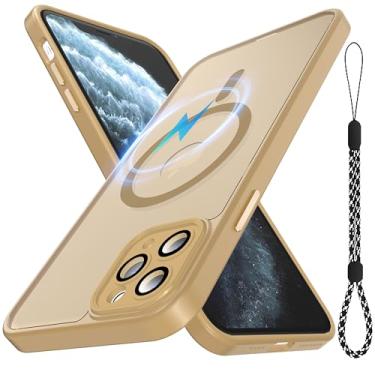 Imagem de Capa para iPhone 11 Pro Max com alça de cordão incluída, [proteção total da câmera] [compatível com MagSafe] Capa protetora de celular fosca translúcida à prova de choque para iPhone 11 Pro Max 6,5