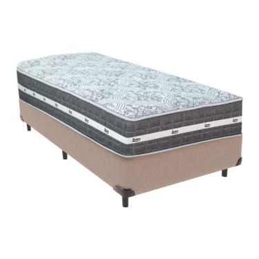 Imagem de Cama Box Bege E Colchão Black Graphite Molas Ensacadas Solteiro 88x188x27 Anjos