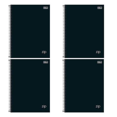 Imagem de Caderno Espiral Universitário Zip 80 Folhas Preto 4 Unidades - Tilibra