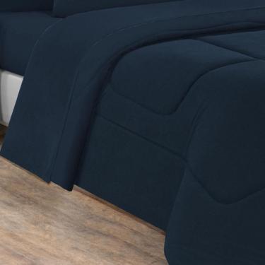 Imagem de Edredom Malha 100% Algodão Gran Moratta 1 Peça Casal - Azul Marinho-azul Marinho