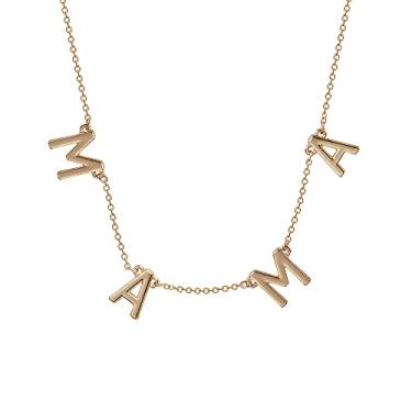 Imagem de RLHRNDE Colar feminino com pingente Mama minimalista e delicado banhado a ouro 18 K, presente de Natal para mamãe, Medium, Metal, Sem Pedra Preciosa