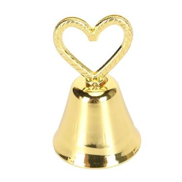 Imagem de 10 peças porta-cartões de mesa inovadores em forma de sino, porta-cartões, porta-fotos, porta-cartões de mesa para eventos, casamentos, restaurantes (dourado)