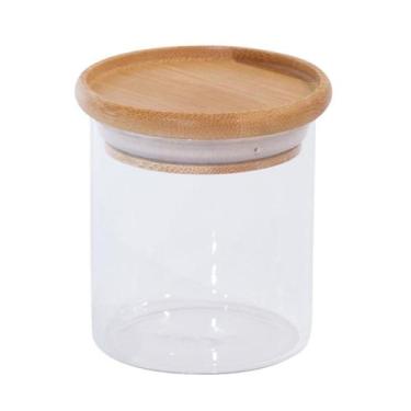 Imagem de Pote Hermético De Vidro Flat 200Ml Com Tampa De Bambu - Oikos, Transpa