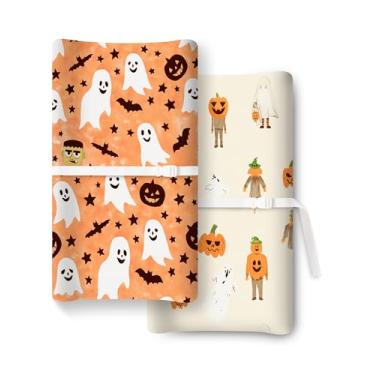 Imagem de TotChill Capa de trocador de fraldas de Halloween para meninas e meninos, serve para trocador padrão, Frankenstein, abóbora, fantasma
