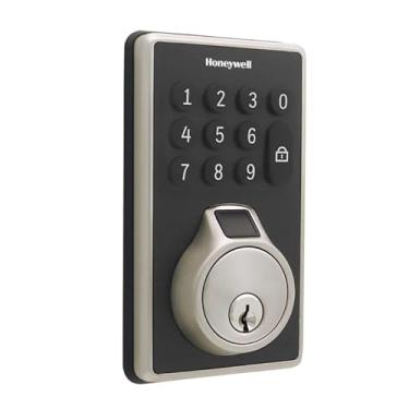 Imagem de Honeywell Fechadura biométrica eletrônica com teclado, níquel acetinado
