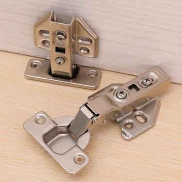 Imagem de 1 conjunto de dobradiças de fechamento macio com parafusos de armário inoxidável ajustável dobradiça de armário universal de madeira para painel de porta (Great Bend)