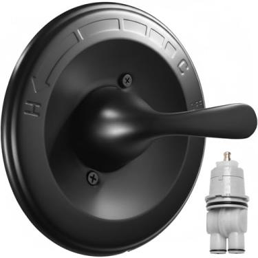 Imagem de Kit universal de acabamento de chuveiro para série Delta 13/14, cabo e placa de cobertura de metal preto fosco, serve para R10000-UNBX/UNBXHF/UNWS/UNWSHF, cartucho incluído, fácil instalação DIY