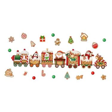 Imagem de KiBcsLic Adesivos de Natal para Janela com Papai Noel, Rena, Boneco de Neve e Biscoito de Gengibre em PVC para Lojas, Salas de Aula, Festas e Celebrações.