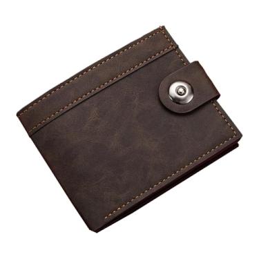 Imagem de Carteira masculina de couro PU, carteiras duplas finas com bloqueio de RFID, zíper ao redor do porta-cartão de crédito, carteira pequena compacta, Marrom escuro, Clássico