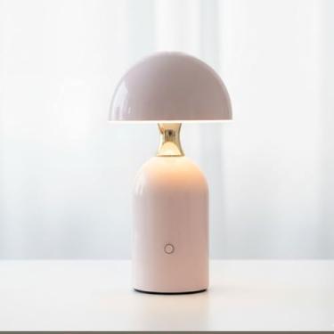 Imagem de Luminária Abajur de Mesa LED Recarregável, 24 cm, 3 Tons de Luz, Dimmer, Portátil, à Bateria, para Quarto, Sala, Escritório, Restaurante. (Branco)