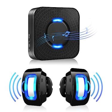 Imagem de Luz LED com sensor de movimento sem fio – Detector de movimento, alarme de sinos, sensor de porta com alcance de 500 m, sistema de monitoramento de alerta de segurança para casa, negócios, loja,