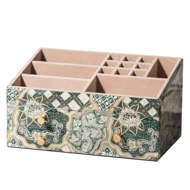 Imagem de Homruilink Organizador de maquiagem de vidro para penteadeira - estojo com gavetas e forro de veludo, organizador de bancada para batom, pincéis, cuidados com a pele, perfume - presentes de Natal para