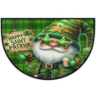 Imagem de Tapete de porta meio redondo, dia de São Patrício, antiderrapante, absorvente, semicírculo, tapetes laváveis, meia lua, para ambientes internos, pátio, cozinha, banheiro, entrada, lareira, decoração