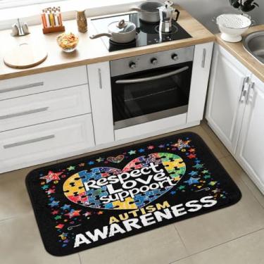 Imagem de Tapete de cozinha antiderrapante, lavável, antifadiga, macio, absorvente, tapete de cozinha, tapete de boas-vindas para cozinha, interior, entrada, pia, lavanderia, decoração de casa, amor, autismo