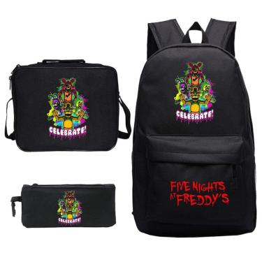 Imagem de Conjunto de mochilas escolares: mochila Five Nights com lancheira e bolsa de lápis