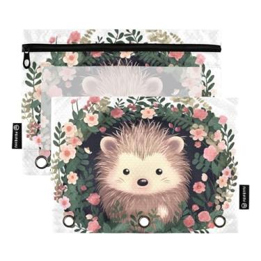 Imagem de Wassud Cute Hedgehog pacote com 2 pastas para fichário com 3 furos, pasta organizadora de arquivos para casa, escritório