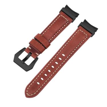 Imagem de XLCZMYL Pulseira de couro de ajuste rápido de 20 mm para Samsung Galaxy Watch 6, 5, 4, 40, 44 mm, relógio 5 pro de 45 mm para 6/4 classic 43 47 mm 42 46 mm, vermelho tijolo, preto, para Watch 5 Pro de