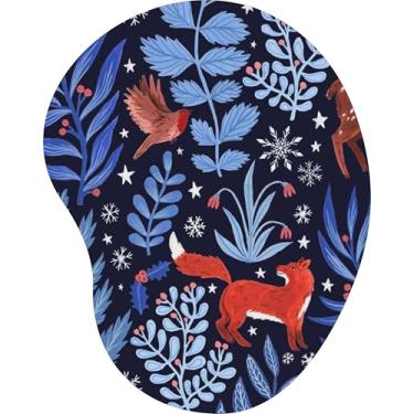 Imagem de Mouse Pad Ergonômico Gota Estampa Raposa Pássaro Inverno
