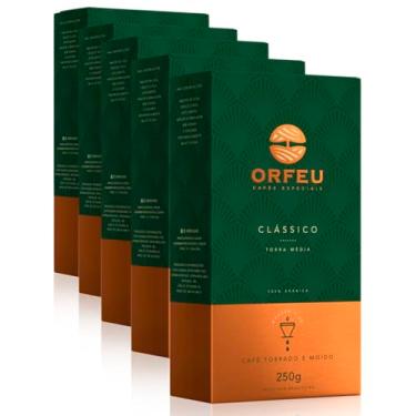 Imagem de Café Moído Premium Orfeu Clássico Kit 5 Pacotes de 250g