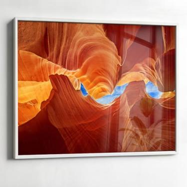 Imagem de Quadro Decorativo Terracota Arte Moderna com Moldura Caixa Acrílico Cristal para Sala e Quarto (Moldura Branca, 130x90)