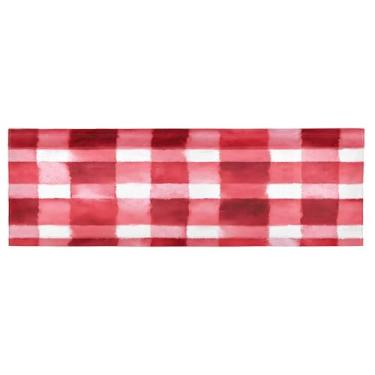 Imagem de CEBUGI Cortina blackout para janela – Cortinas de proteção de privacidade para cozinha/banheiro/sala de estar/lavanderia (137 x 45 cm, 1 painel, guingão vermelho de Natal)