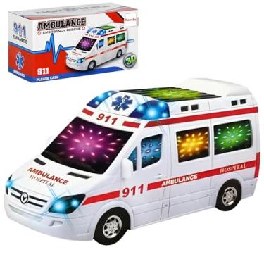 Imagem de Carrinho Ambulância Van Samu Som Luz Sirene Bate e Volta Brinquedo Infantil Diversão Para Crianças Kizumba