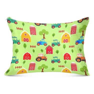 Imagem de Linda fronha decorativa com zíper grande tratores longos padrão queen king size fronha fofa macia para cama, tamanho do corpo, 53 cm x 137 cm