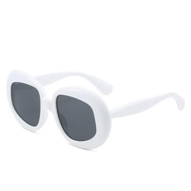 Imagem de Óculos de Sol UV400 - Oval com Lentes Degradê Transparentes em Cores Contrastantes, Estilo Punk, para Homens e Mulheres, para Esportes ao Ar Livre, Corrida e Ciclismo, Branco