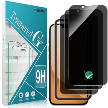 Imagem de Slanku Pacote com 3 protetores de tela de privacidade para iPhone 16e com moldura de instalação, [antiespião], [vidro temperado privado], cobertura total, compatível com capas