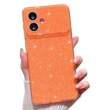 Imagem de MINSCOSE Capa com glitter compatível com Samsung Galaxy S26 Edge, linda estética brilhante, fina, à prova de choque, brilhante para Samsung Galaxy S26 Edge para mulheres e meninas - laranja