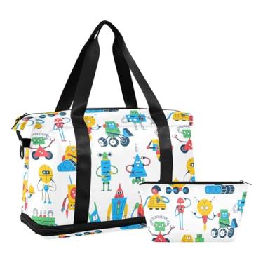 Imagem de Bolas de futebol expansíveis bolsas de fim de semana para mulheres viagem com carrinho bolsa hospitalar maternidade, Robôs de desenho animado