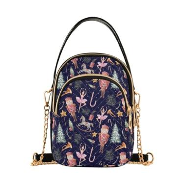 Imagem de Bolsa feminina de ombro azul golfinho baleias marinhas para celular bolsa de mão floral designer clutch tote, Balé Quebra-Nozes Bonito, 5.91x3.15x8.27inches