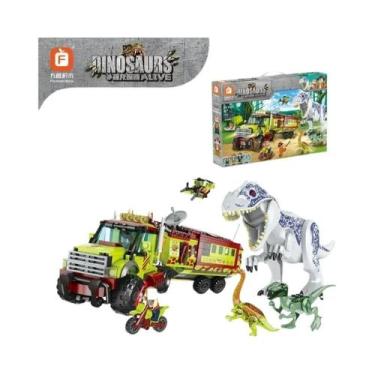 Imagem de Blocos De Montar De Dinossauro Tyrannosaurus Triceratops, Caminhão De 