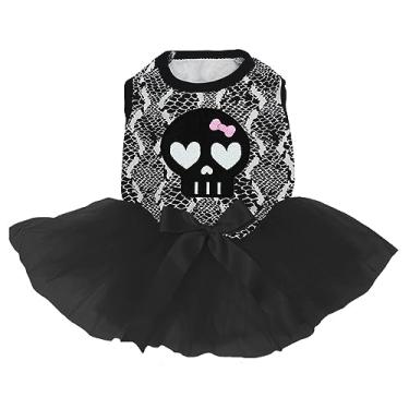 Imagem de Petitebella Vestido de cachorro com cara de caveira preta (cobra/preto, grande)
