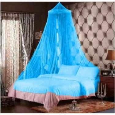 Imagem de Mosquiteiro de Teto com Elástico Universal – Casal, Solteiro e Box | Rede Proteção Contra Mosquitos(Azul)